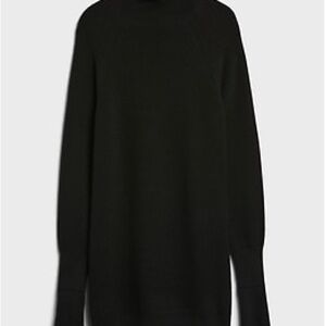 Banana Republic Women's Black Turtleneck Merino Wool Sweater Dress